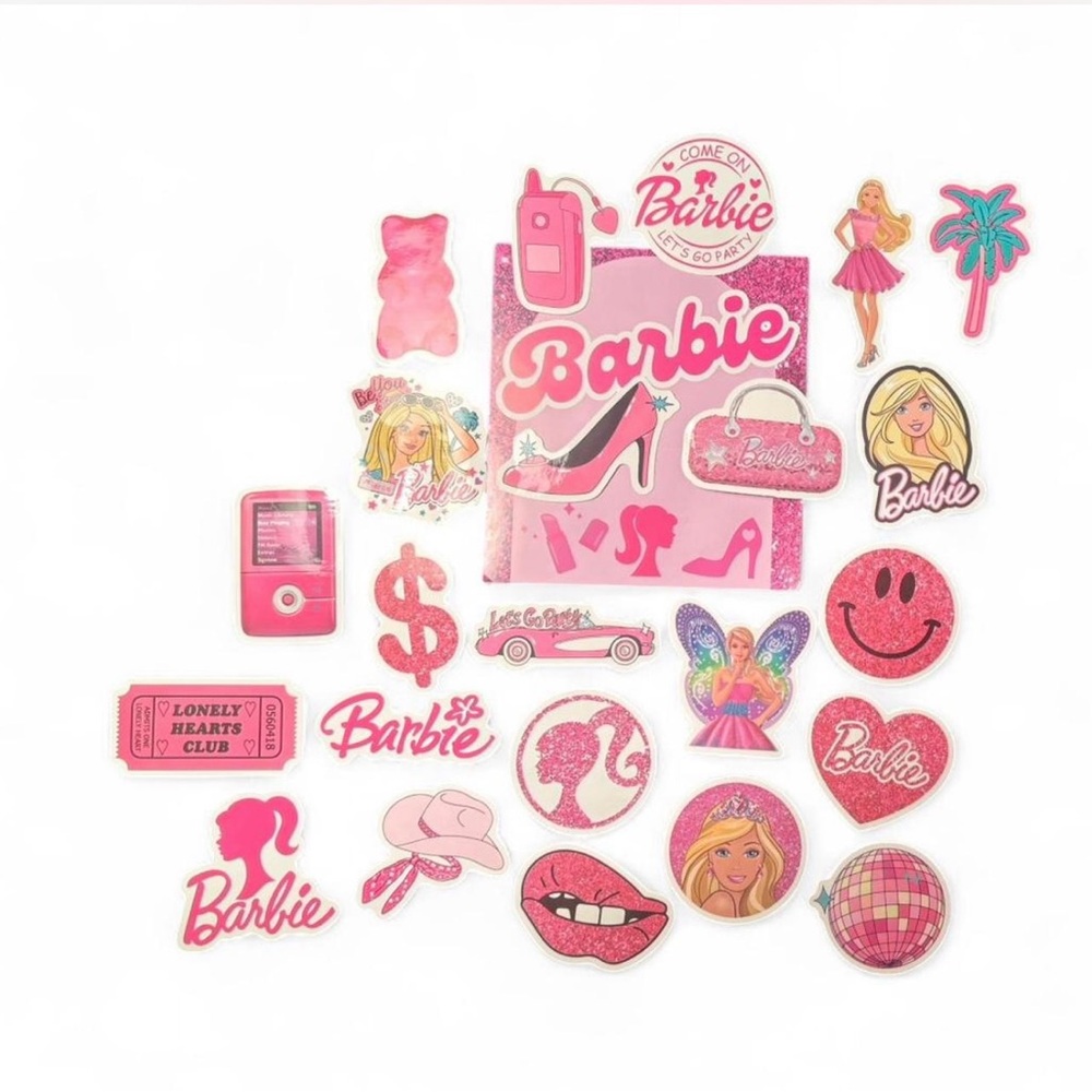 (3 for $30) 20 Barbie Pink Stickers